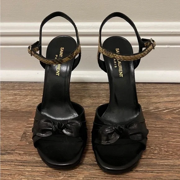Saint Laurent Bow Sandal Heels - Picture 1 of 6